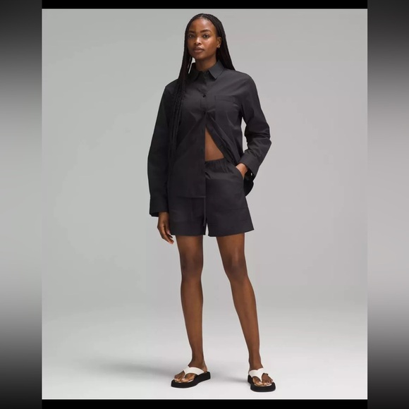 Lululemon NWOT Cotton-Blend Poplin High-Rise Short 4" Black - Picture 2 of 11